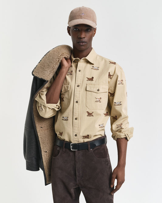 Leger geschnittenes Twill-Hemd mit Stickerei