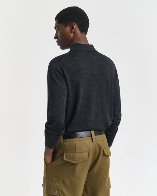 Pull polo en laine mérinos extra fine