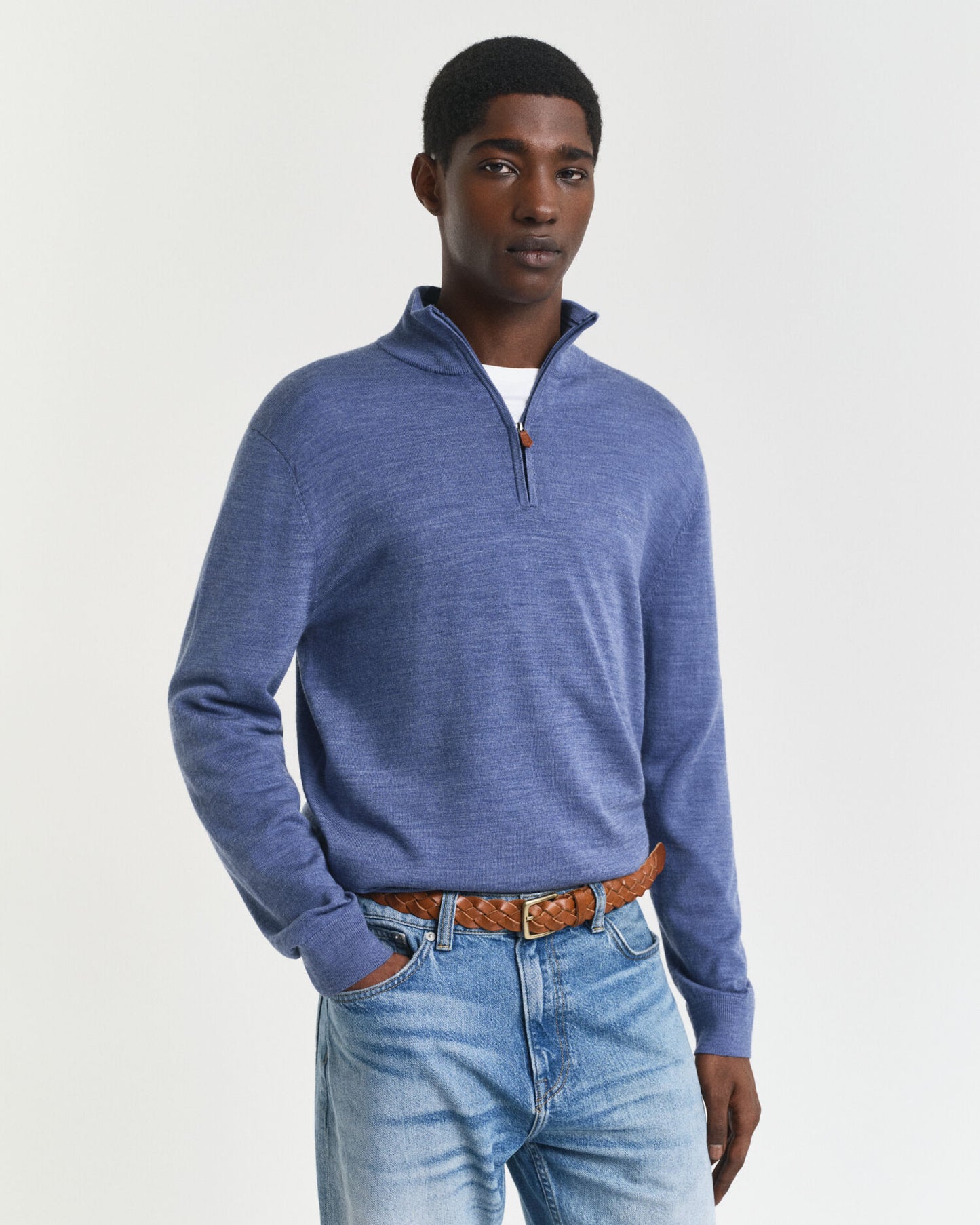 Pull demi-zip en laine mérinos extra-fine