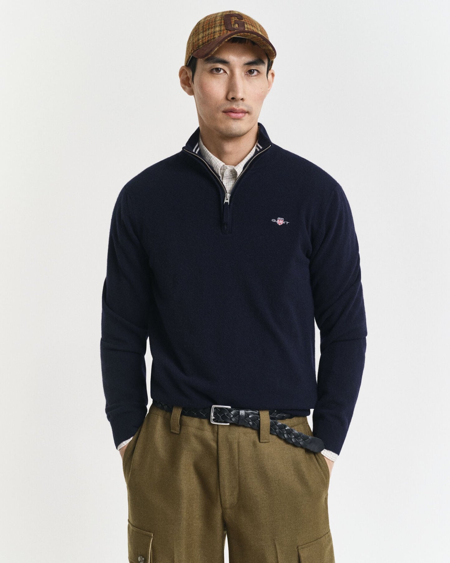 Pull demi-zippé en agneau mérinos extra-fin
