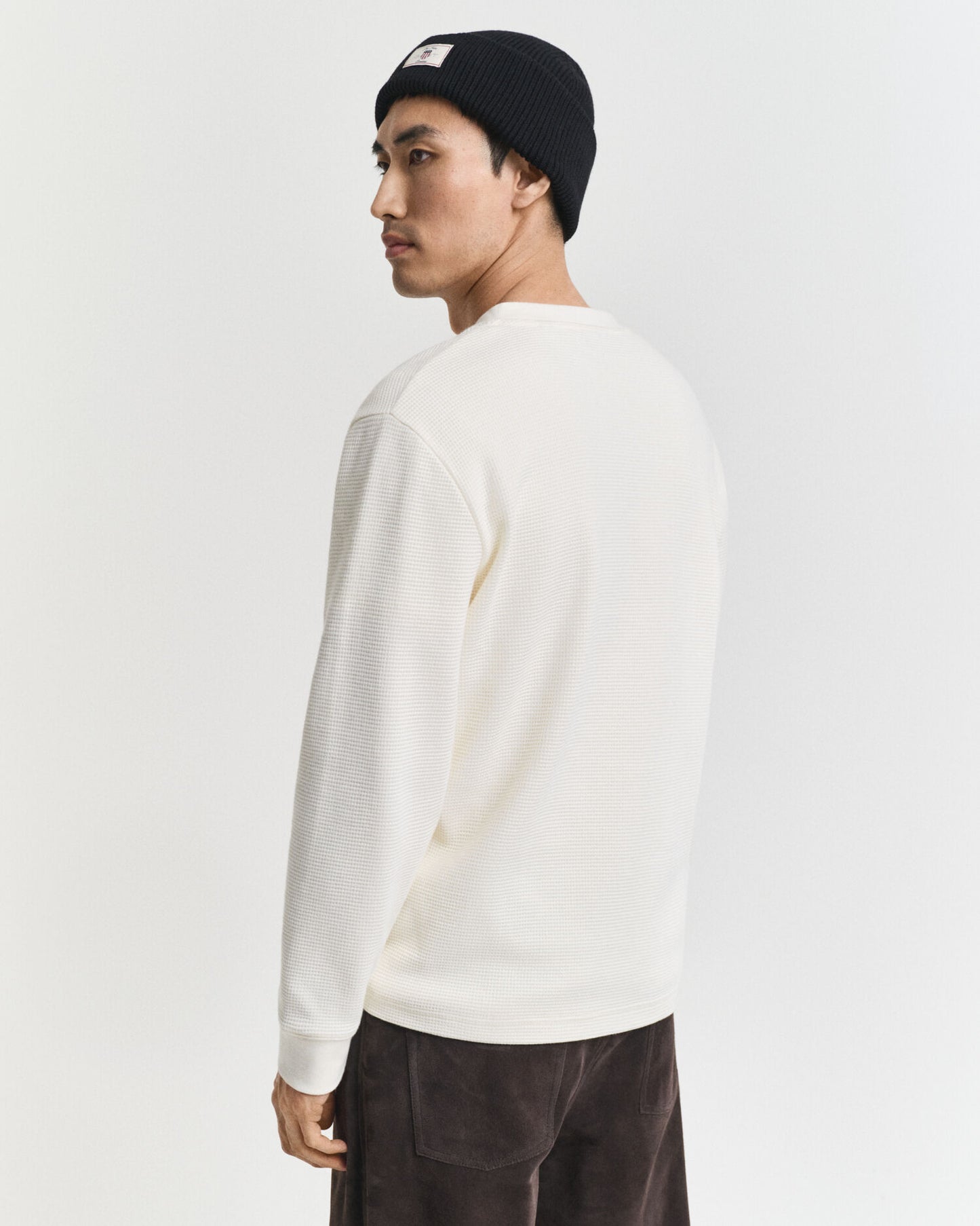 T-shirt Henley à manches longues texturé gaufré