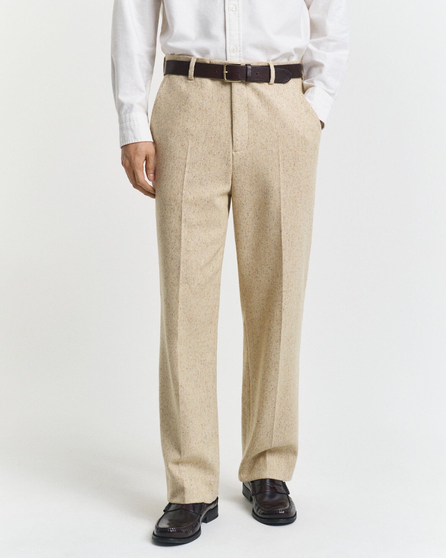Relaxed Fit Nepps Fischgrat-Anzughose