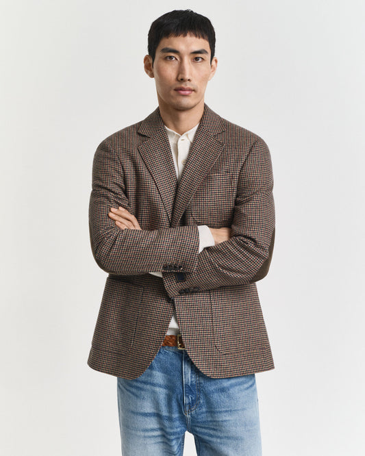 Slim-Fit Blazer mit Hahnentrittmuster