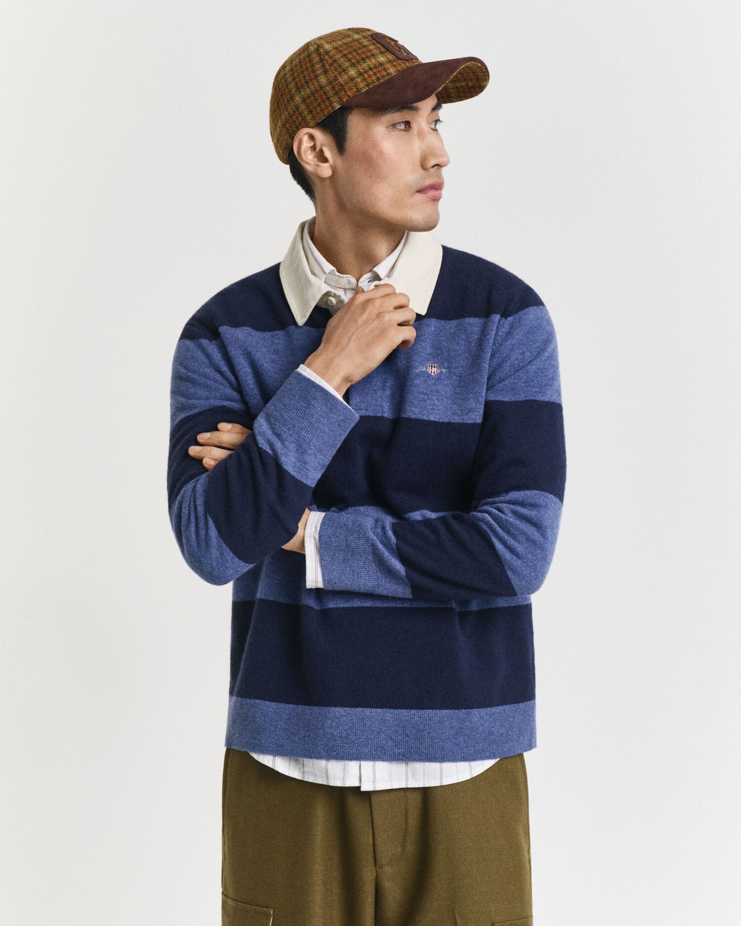 Pull en laine d'agneau extra fine à rayures