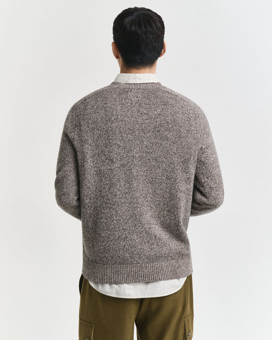 Pull ras du cou en maille moulinée mélangée de laine