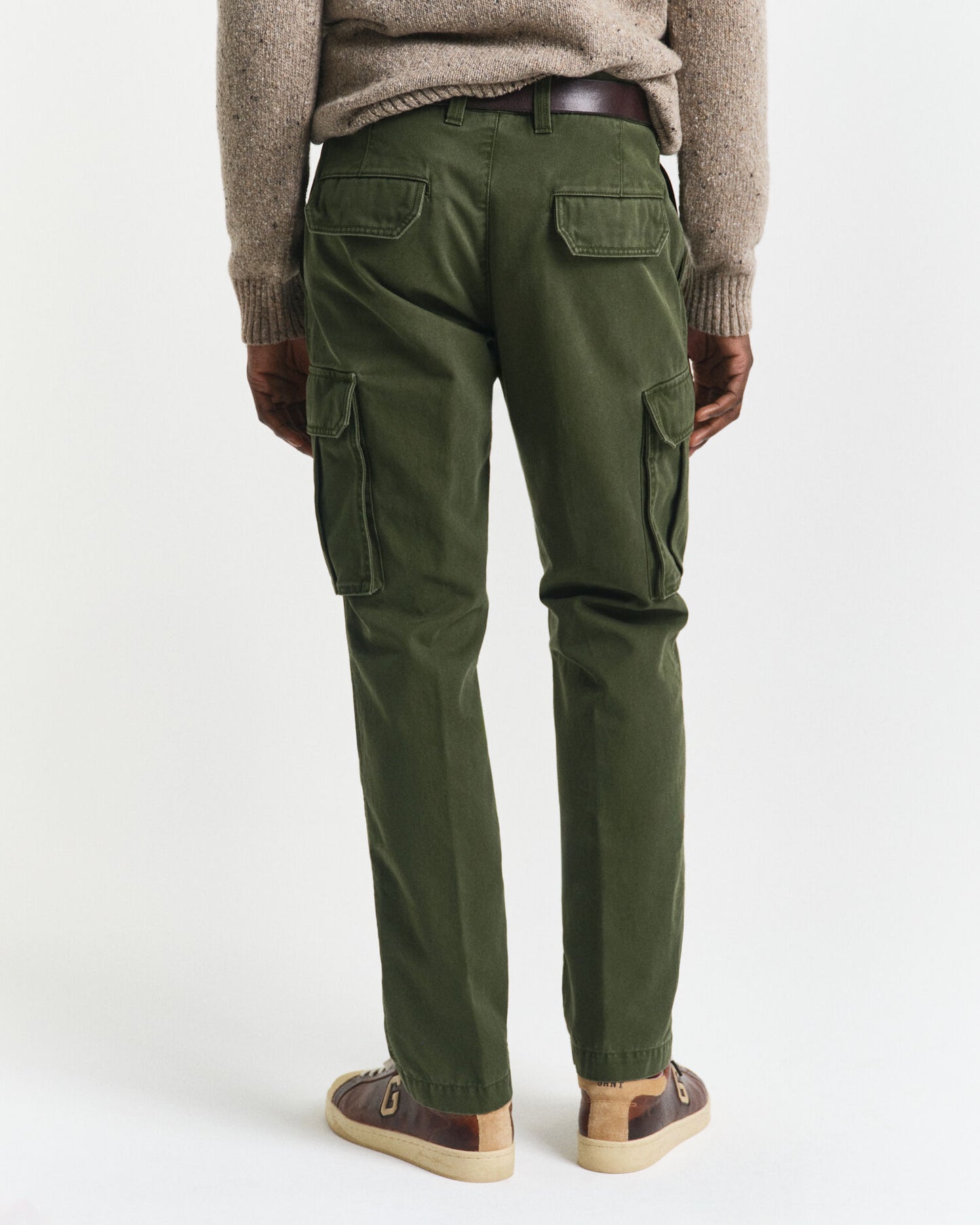 Pantalon Cargo en Sergé de Coton Coupe Droite