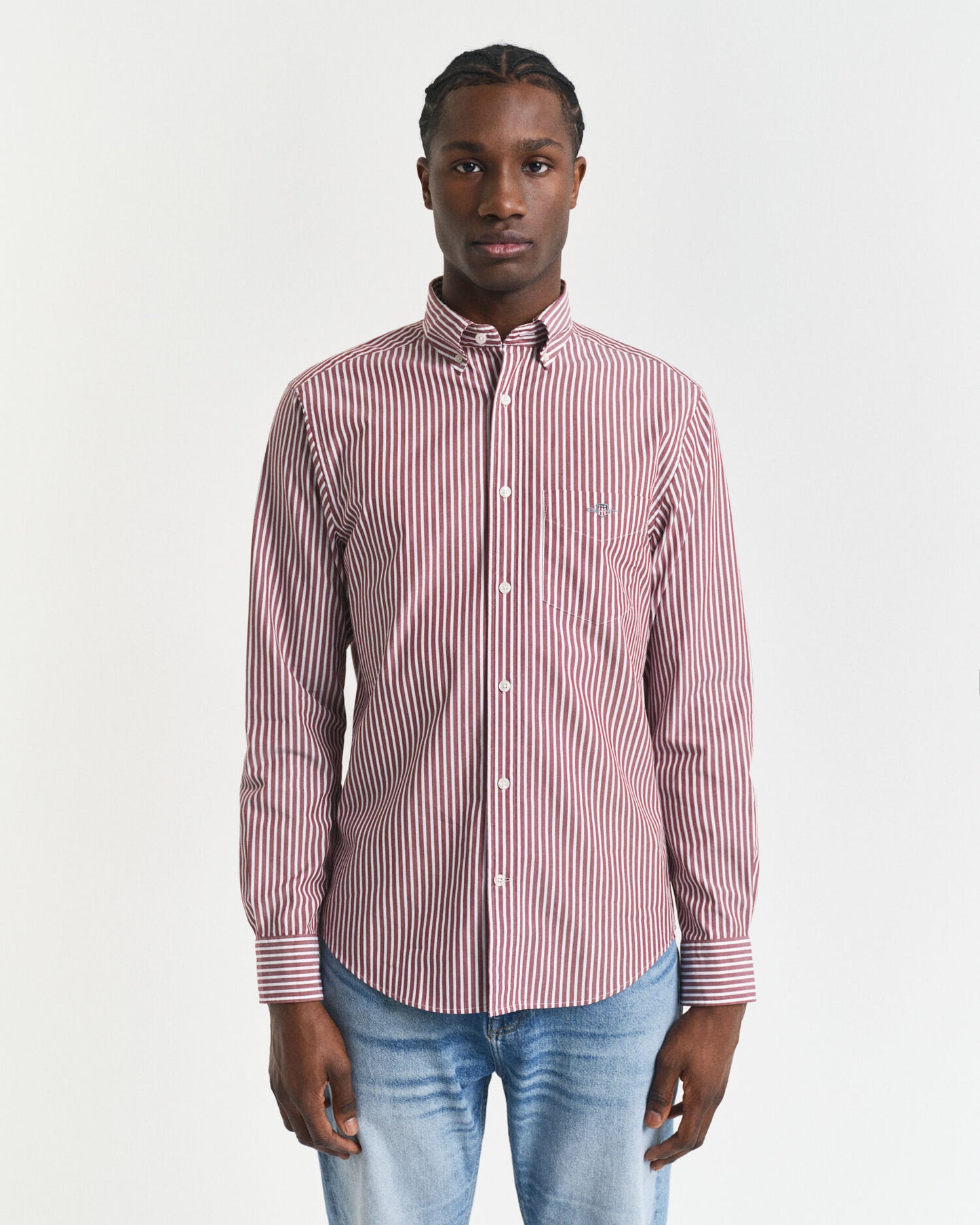 Chemise popeline rayée coupe droite
