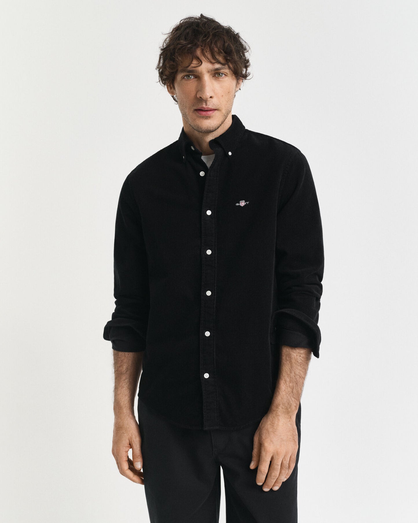 Chemise en velours côtelé de coton à coupe droite