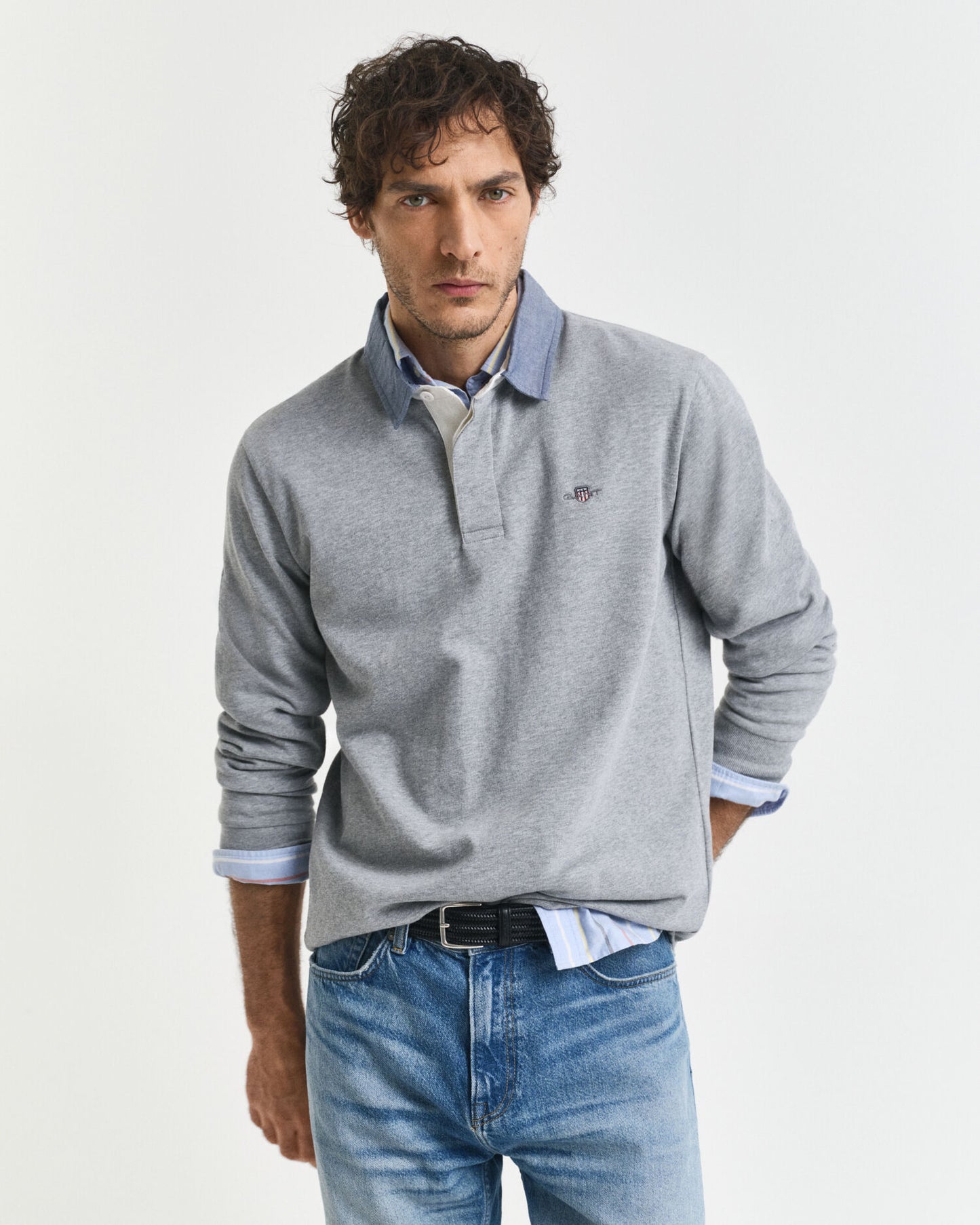 Rugger lourd à col chambray