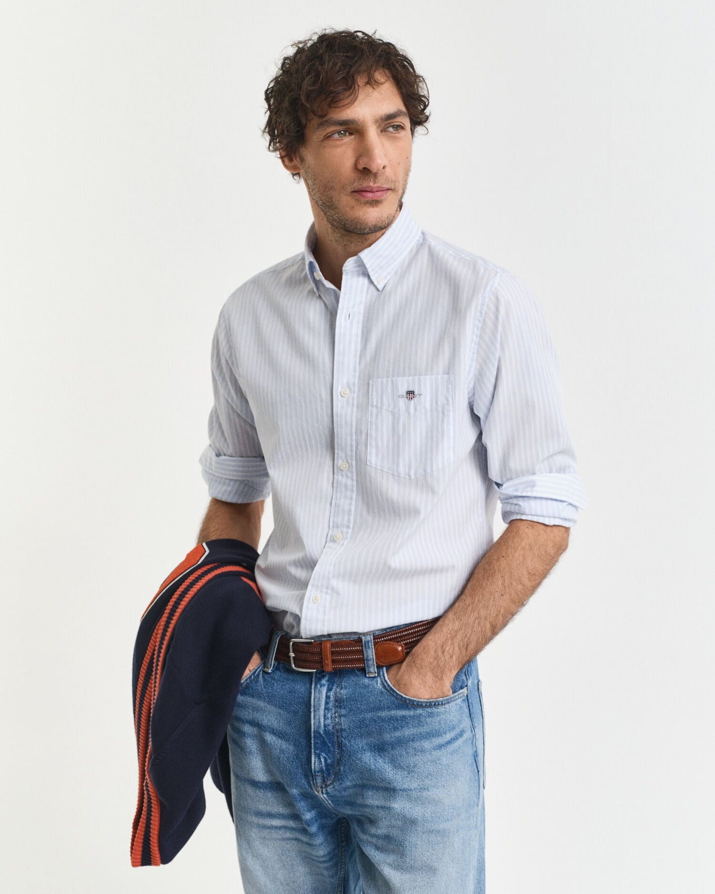 Chemise popeline rayée coupe droite