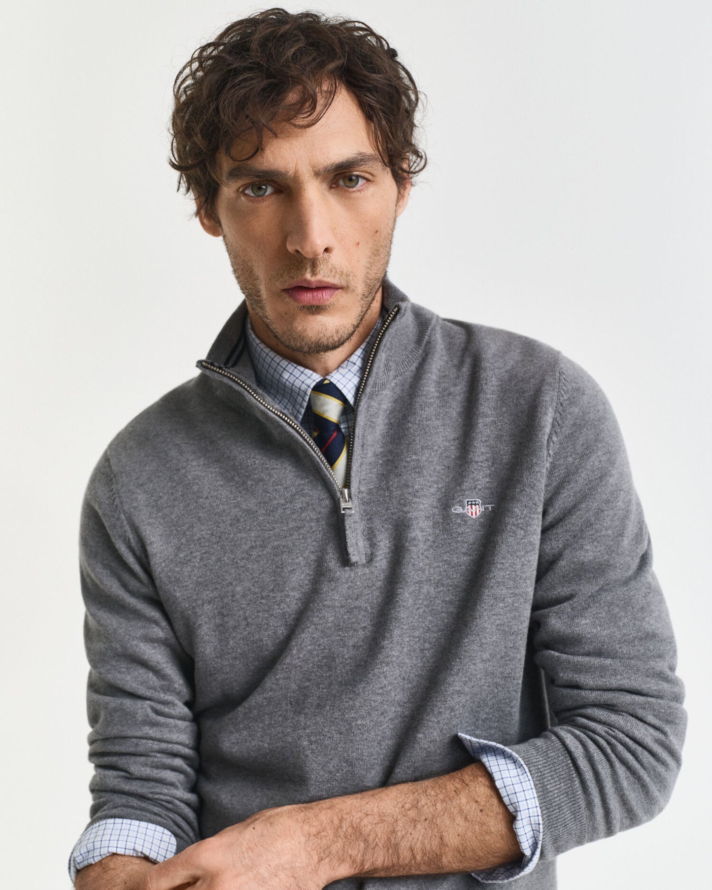 Pull demi-zippé en coton classique